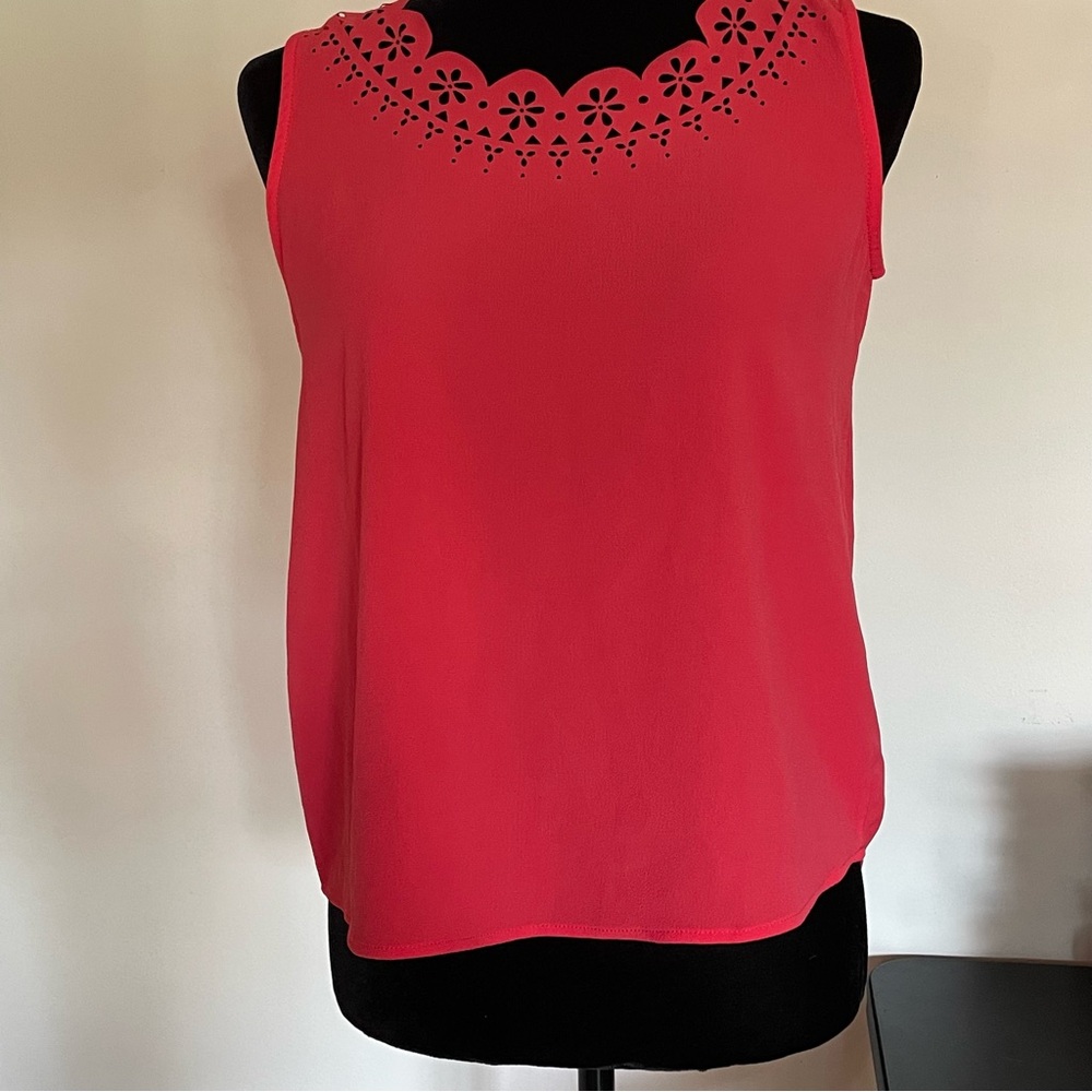 Papermoon Bright Coral Floral Cut out Tank NWT Extra Small Petite Silky Flowy 🪸